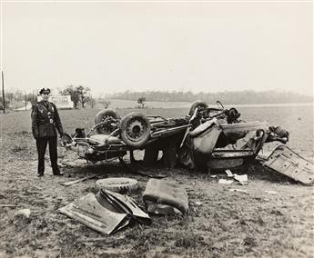 (AUTOMOTIVE WRECKS) A group of 32 photographs depicting the disastrous result of severe car collisions.
